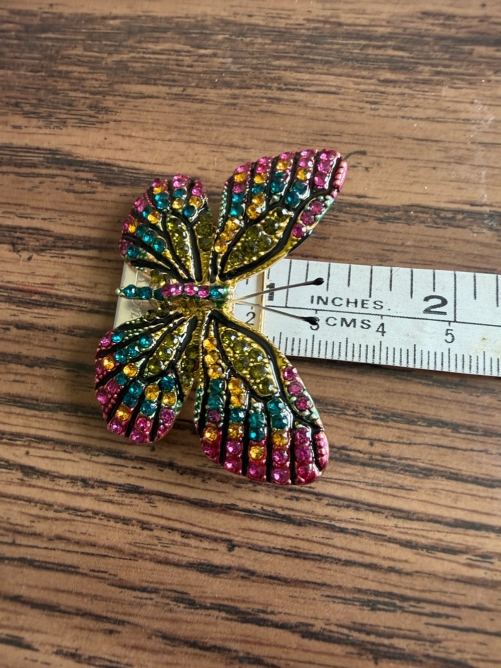 Large Butterfly Rhinestone Brooch pin - Picture 4 of 4